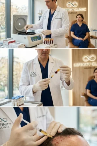 Aplicación de PRP capilar para mejorar la salud del cabello.